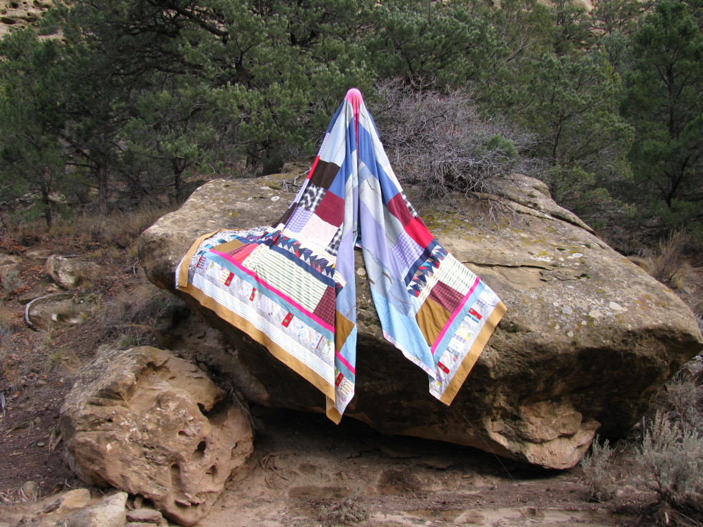 draped on boulder